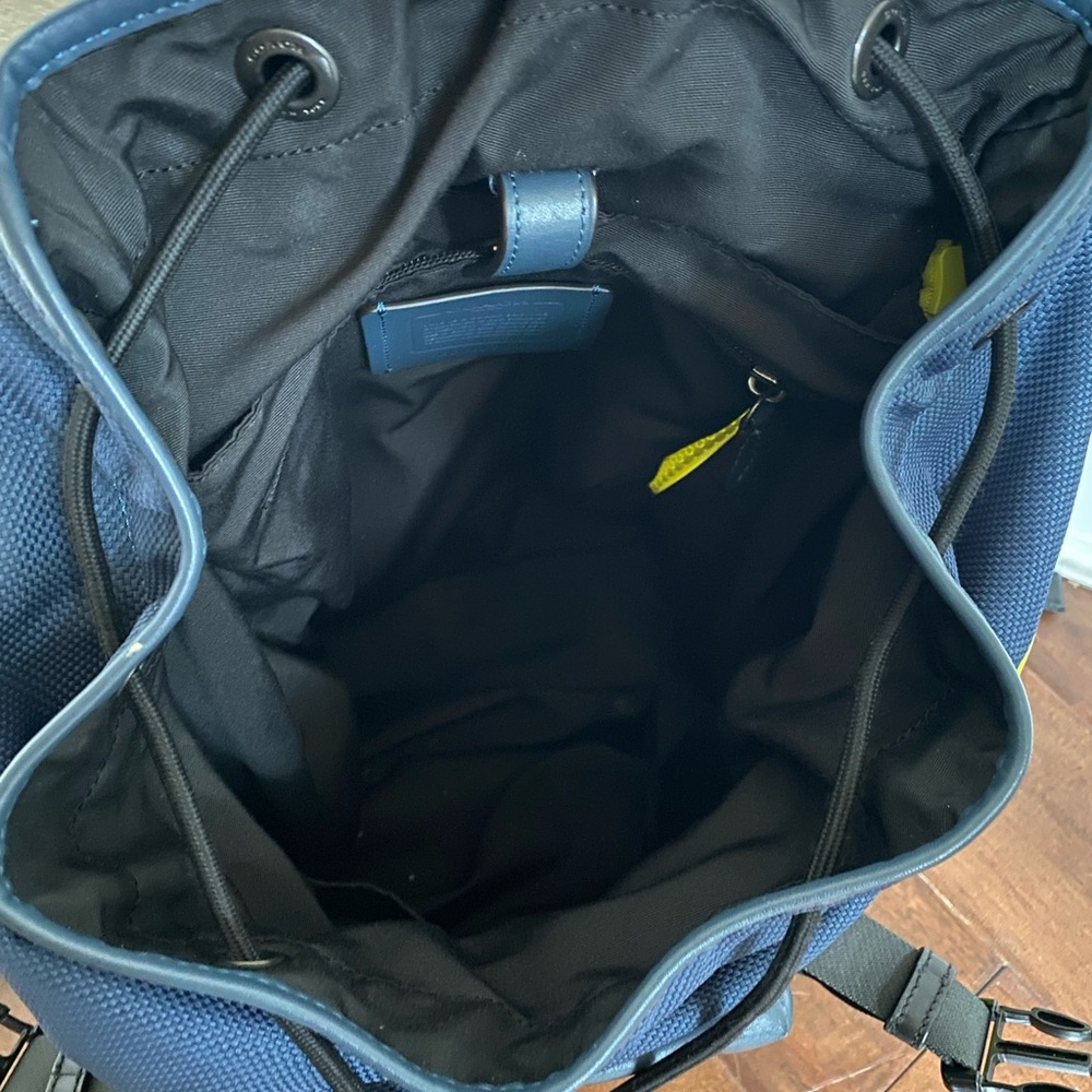 Coach Terrain Trek Travel Backpack Perforated Dark Blue Bright Yellow Accents - Picture 9 of 10